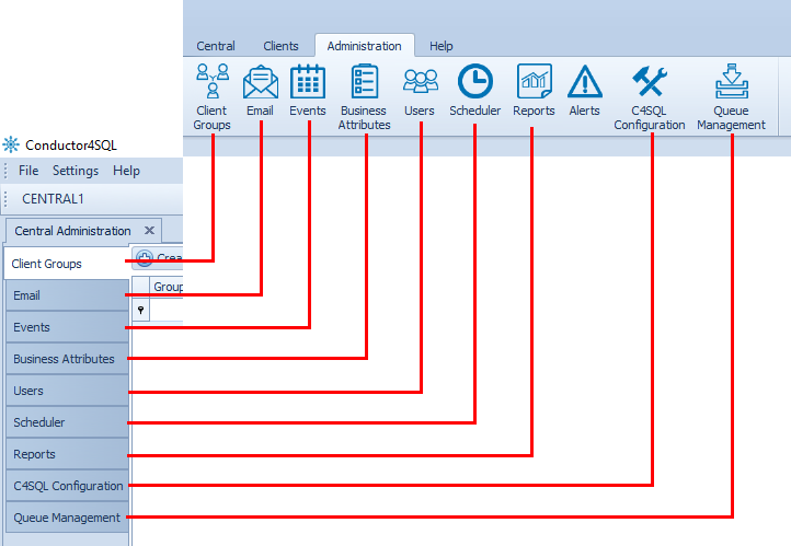 administration ribbon tab